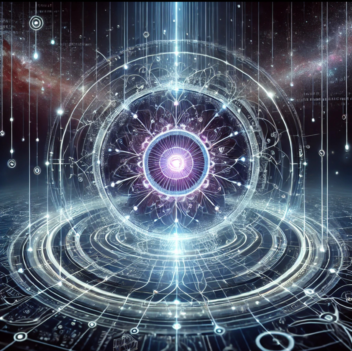 Luminous intelligence network representing 0102